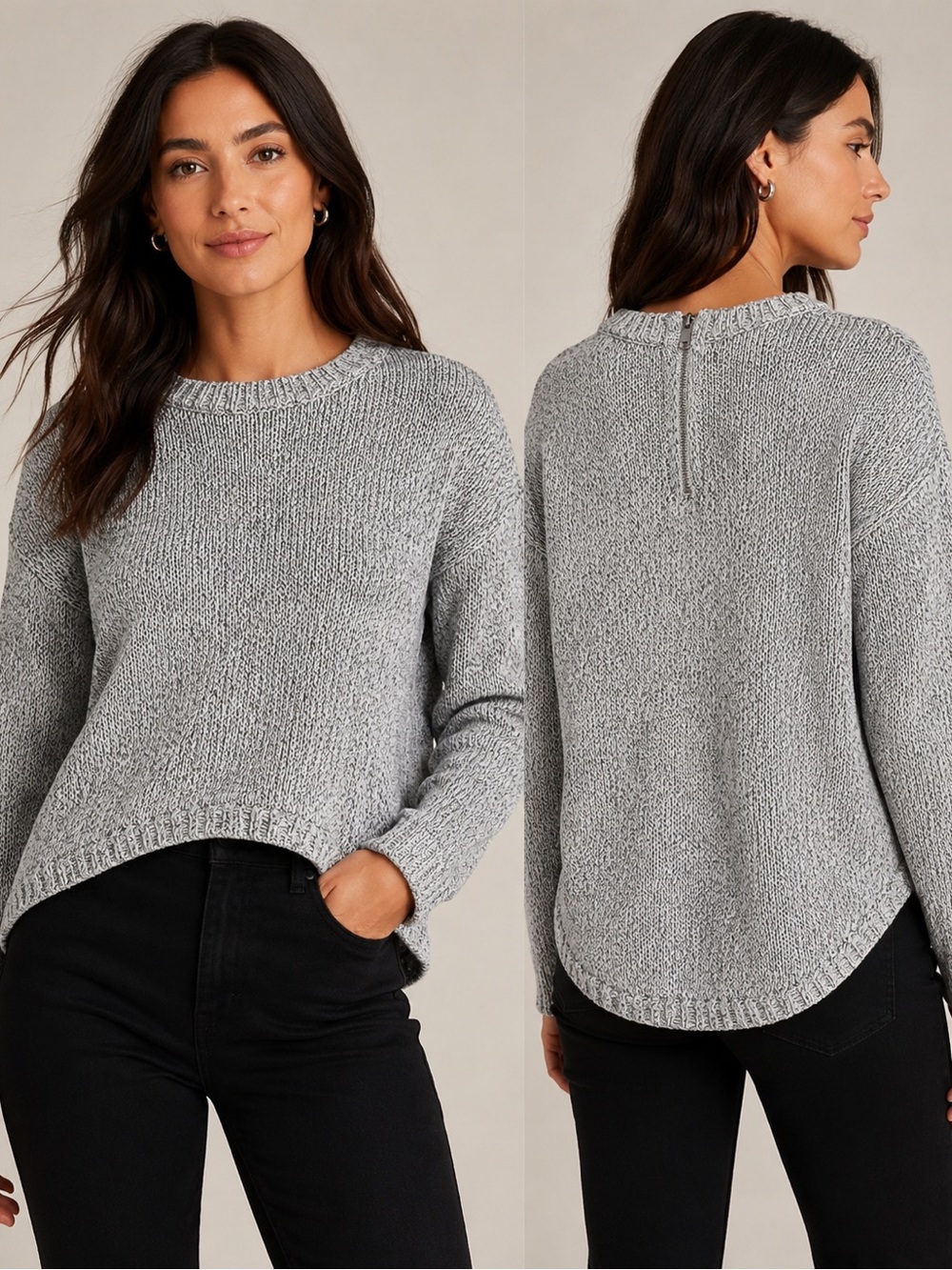 NWOT Heather Gray Knit Crewneck Sweater